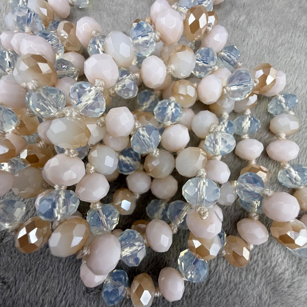 Modern Multi Wrap Necklace AB Long Beaded Flapper Opera 50" - Picture 2 of 7